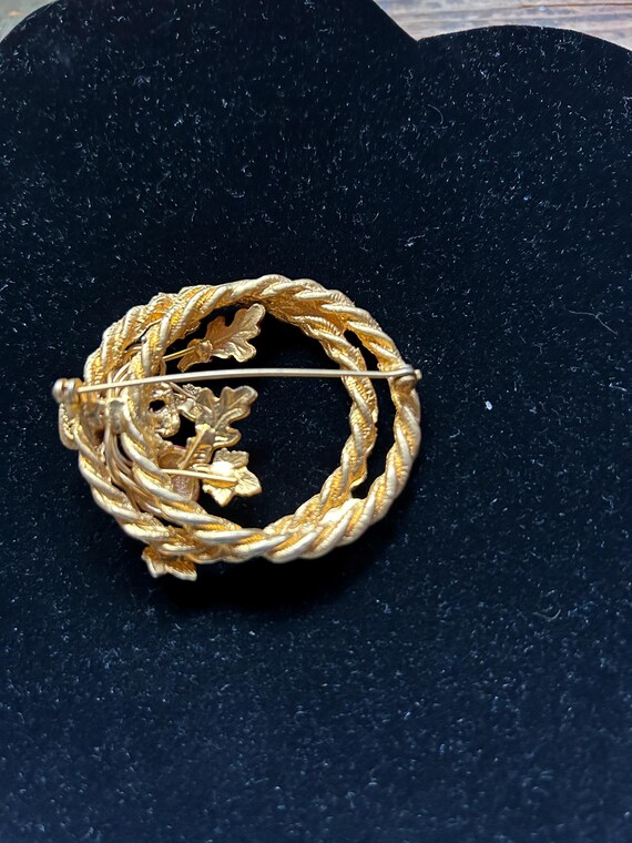 Double Loop brooch with enamel fruit and leaves - image 2