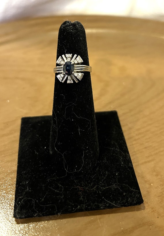 Sapphire and diamond art deco ring