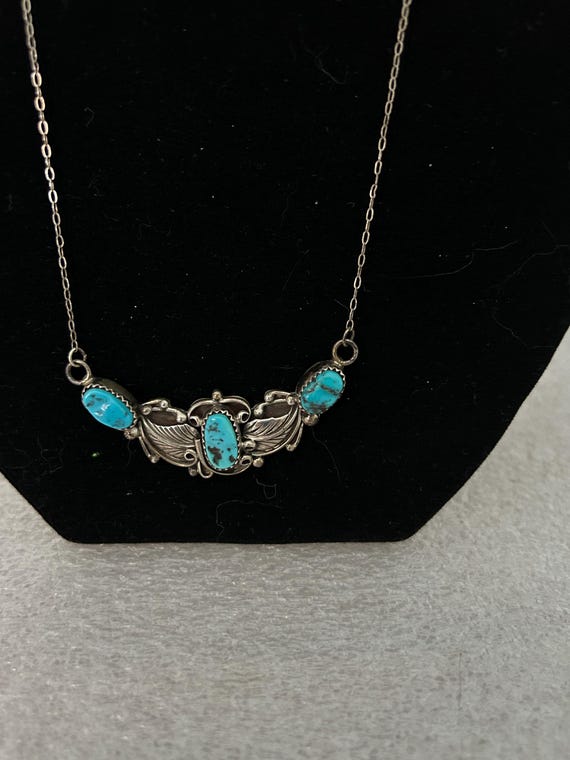 Gerald Mitchell Signed Turquoise and Sterling Nec… - image 1