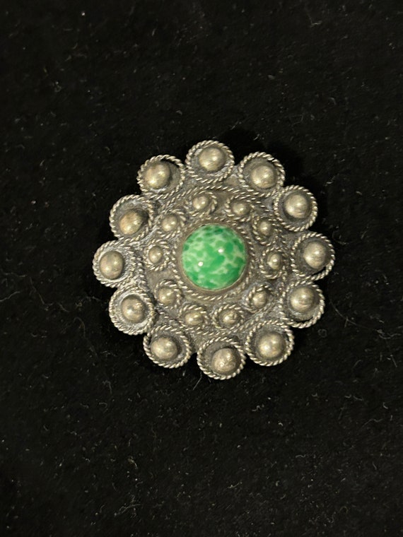 Sterling pin with Green stone