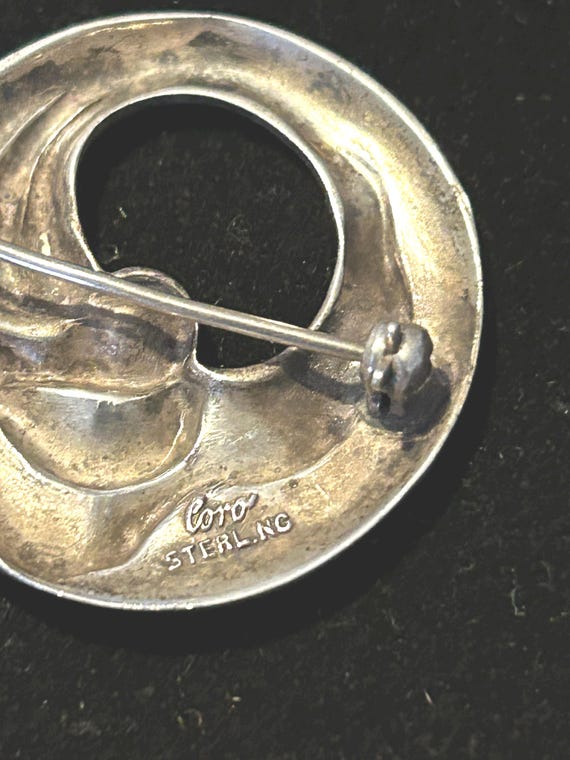Coro Sterling Circular Fish  Pin - image 4