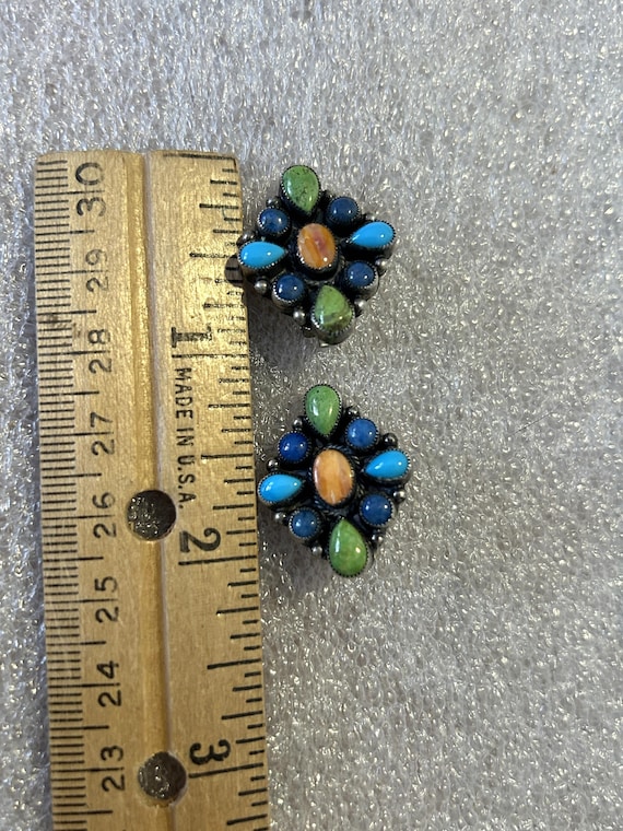 Multi-colored Stone Clip Earrings - image 5