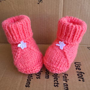 Cute Baby Booties Knit Baby Boots Baby Shower Booties Pink Size 6-9 Months