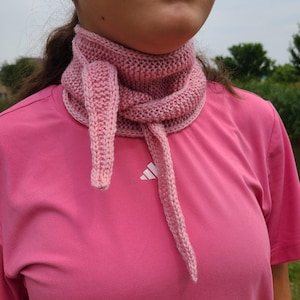 Handmade Knitted Neck Scarf: Pink Minimalist Scarf (44x4 in)