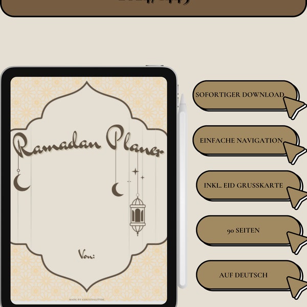 RAMADAN PLANNER 90 p. Eid Quran Tracker Book Oriental Islamic Calendar Ramadan Challenge Gift Printable Ramazan Booklet Digital