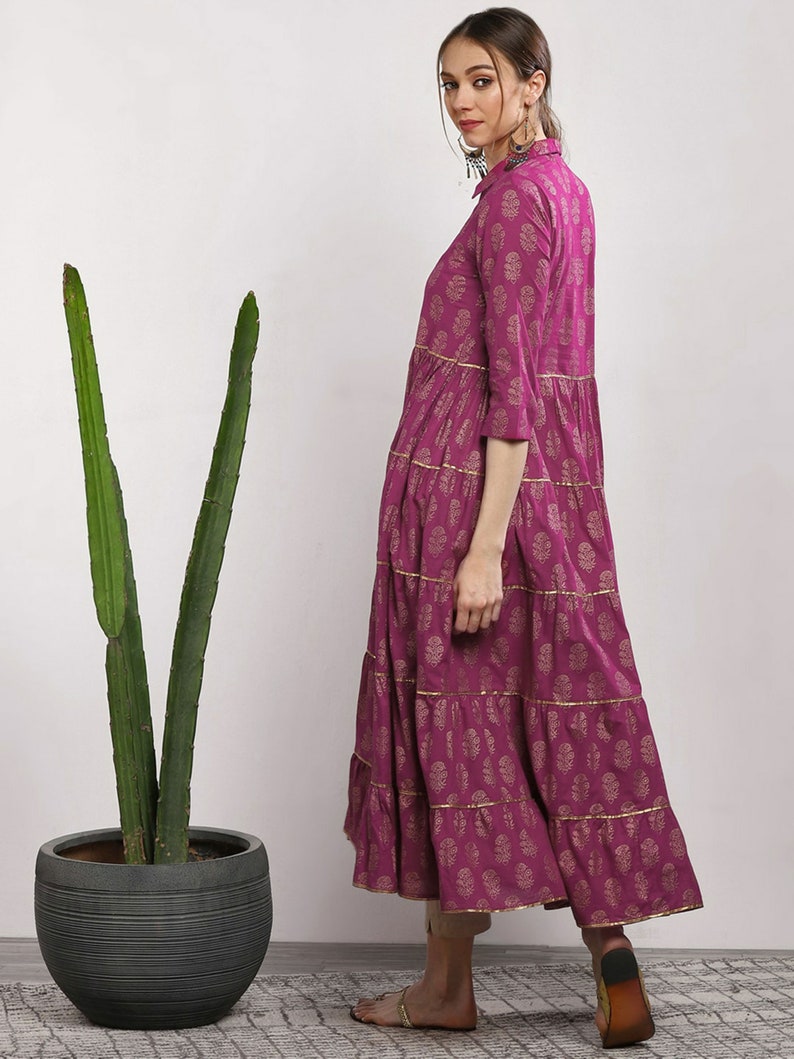 Girls Floral Printed Tiered Anarkali Kurta with Trousers