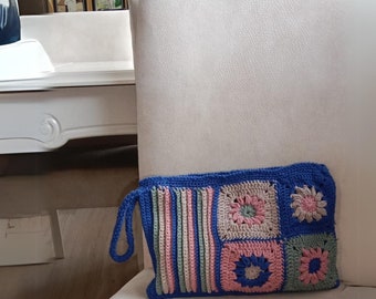 Kleurrijk motief ontwerp clutch tas - Marine, zacht groen, roze en beige, zomer handtas kleurrijke tas Boho clutch tas Moederdag, moeder cadeau