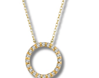 Gold Diamond Row Stone Ring Necklace - Sparkling Eleganc Valentine's day altın ışıltısı Mothers day gift . Gift for mom