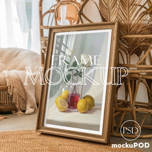 5*7 Vertical Frame Poster Mockup with glass reflection, boho print mockup, Poster Photoshop Mockup, one Frames Mock up, Poster Mockup PSD