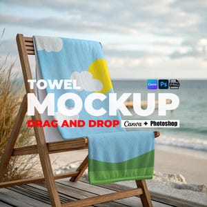 Toalha Mockup para Canva e Photoshop Toalha Mockup Mockups para Toalha Canva Sobreposição Arrastar e Soltar Mockup PNG