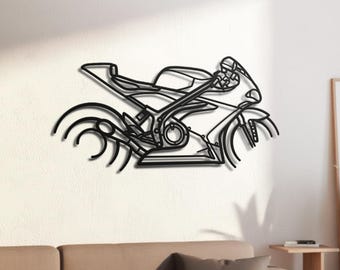 British 1200cc V4 Superbike Silhouette Metal Wall Art, 2mm Steel Black Powder Coat, Garage Decor, Biker Gift