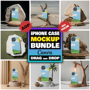 iPhone Hülle Mockup Bundle 10x Tough Case Mockups Canva Einfache Verwendung Iphone 15 MockUp Png Overlay Minimalistische Case Mockup Pack für iPhone Hülle