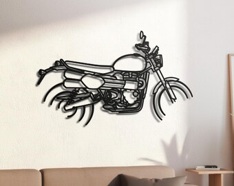 British 1200cc Parallel Twin Scrambler Silhouette Metal Wall Art, 2mm Steel Black Powder Coat, Garage Decor, Biker Gift