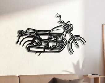Italian 850cc Transverse V-Twin Bobber Silhouette Metal Wall Art, 2mm Steel Black Powder Coat, Garage Decor, Biker Gift
