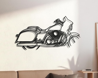 Japanese 1700cc V-Twin Touring Bagger Cruiser Silhouette Metal Wall Art, 2mm Steel Black Powder Coat, Garage Decor, Biker Gift