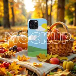 Halloween iPhone 15 Pro Max Tough Case Mockup for Canva Easy Use Drag and Drop PNG Mock Autumn Etsy Shopify Phone Case Mockups