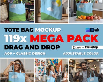 119x AOP Tote Bag Mockup Mega Bundle, Tote Canva Mockup, AOP Cotton Canvas Tote Bag Mockup Mega Pack, Aop Bag Mock Up, Trendy Tote Mockup