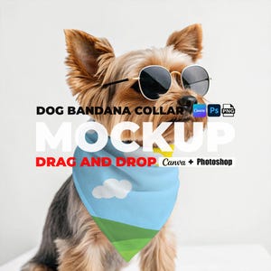 Hunde Bandana Kragen Mockup für Canva und Photoshop Bandana Ziehen Tropfen MockUp PNG Transparent Haustier Bandana Kragen Mockups für Hunde Bandana