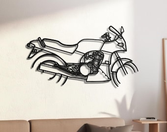Japanese 900cc Inline-Four 1980s Sportbike Silhouette Metal Wall Art, 2mm Steel Black Powder Coat, Garage Decor, Biker Gift