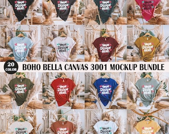 Bella Canvas 3001 Mockup Bundle, 3001 Tshirts Pack, Boho Bella Canvas Mock up, Lifestyle Mockups, Trendy Shirt Mocks