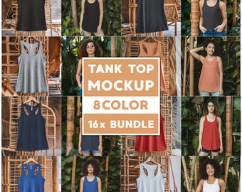 16x Tank Top Mockup Bundle Next Level 1533 mockups Boho Themed Women's Ideal Racerback Tank Mock Up Pack