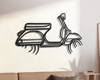 Italian 125cc Geared 1980s Scooter Silhouette Metal Wall Art, 2mm Steel Black Powder Coat, Garage Decor, Biker Gift