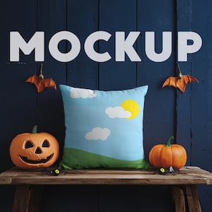 Halloween Pillow Mockup PNG for Canva easy to use, Autumn Pillows mock up, Cushion Mockups, Pillow Cover Mockup for Halloween