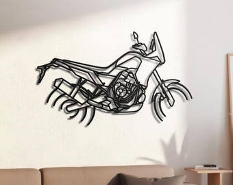 Japanese 700cc Parallel Twin Rally Adventure Bike Silhouette Metal Wall Art, 2mm Steel Black Powder Coat, Garage Decor, Biker Gift
