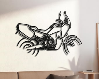 Swedish 900cc Rally Adventure Touring Bike Silhouette Metal Wall Art, 2mm Steel Black Powder Coat, Garage Decor, Biker Gift