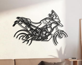 British 1200cc Triple Adventure Touring Bike Silhouette Metal Wall Art, 2mm Steel Black Powder Coat, Garage Decor, Biker Gift