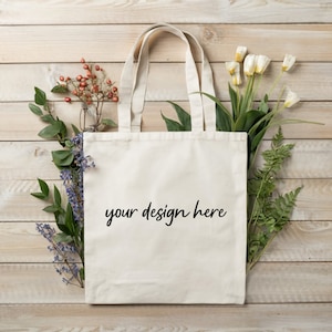Tote Bag Mockup, Liberty bags oad113 mockup, Cotton canvas tote bag mockup bundle, shopping bag mockup, printify, printful, etsy, flowers