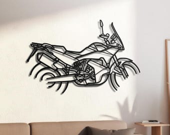 Austrian 890cc Rally Adventure Bike Silhouette Metal Wall Art, 2mm Steel Black Powder Coat, Garage Decor, Biker Gift