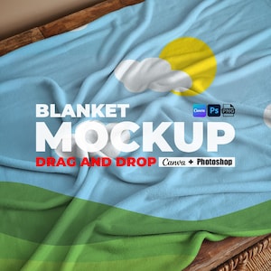 Blanket Mockup for Canva and Photoshop PNG Transparent Blanket Mock up Printify Blanket Mockup Easy Use Drag And Drop Blanket Template
