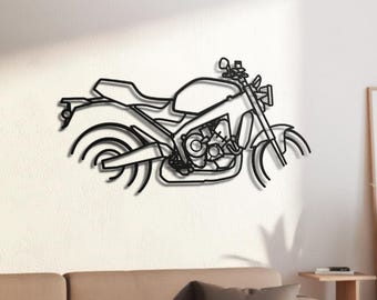 Japanese 900cc Triple Neo Retro Roadster Silhouette Metal Wall Art, 2mm Steel Black Powder Coat, Garage Decor, Biker Gift