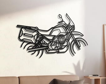 Italian 850cc Transverse V-Twin Adventure Bike Silhouette Metal Wall Art, 2mm Steel Black Powder Coat, Garage Decor, Biker Gift