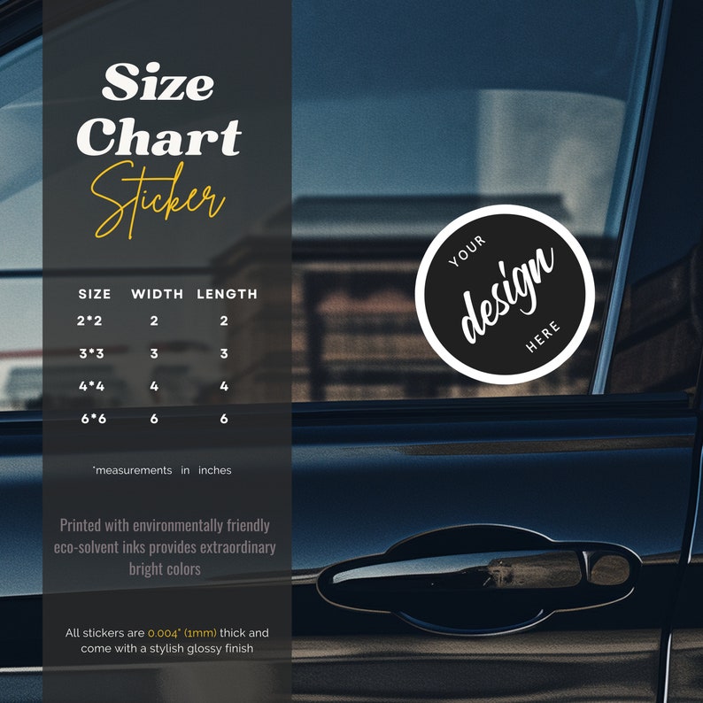 Printify Sticker Size Chart Mockup, Sticker Size Chart Mockup, Kiss Cut ...