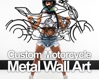 Custom Motorcycle Silhouette Metal Wall Art, Personalized 3D Layered Floating Bike Sign from Your Photo, Biker Gift for Him, Garage Decor