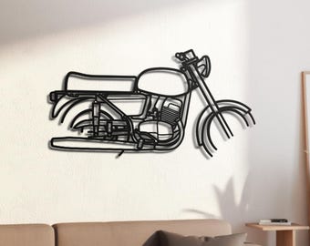 Czech 350cc Two-Stroke 1970s Classic Silhouette Metal Wall Art, 2mm Steel Black Powder Coat, Garage Decor, Biker Gift