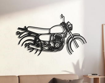 Czech 350cc Single-Cylinder Retro Roadster Silhouette Metal Wall Art, 2mm Steel Black Powder Coat, Garage Decor, Biker Gift