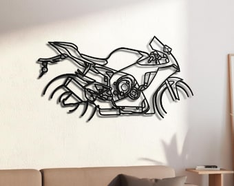 Japanese 1000cc Inline-Four Racing Superbike Silhouette Metal Wall Art, 2mm Steel Black Powder Coat, Garage Decor, Biker Gift