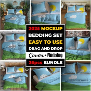 26x Bedding Set Mockup Bundle Canva and Photoshop Duvet Pillow Mockup Bedding Mock Ups Bedding Mockup Mockup Pillow and Blanket Mockup PNG