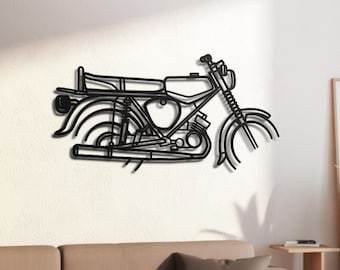 East German 50cc Two-Stroke Moped Enduro Silhouette Metal Wall Art, 2mm Steel Black Powder Coat, Garage Decor, Biker Gift