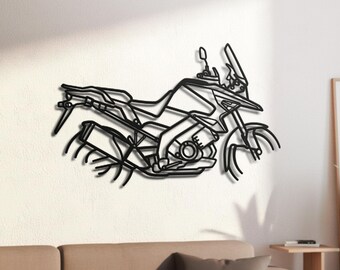 Japanese 1050cc V-Twin Adventure Touring Bike Silhouette Metal Wall Art, 2mm Steel Black Powder Coat, Garage Decor, Biker Gift