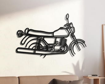 East German 250cc Two-Stroke 1980s Roadster Silhouette Metal Wall Art, 2mm Steel Black Powder Coat, Garage Decor, Biker Gift