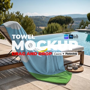 Toalha Mockup para Canva e Photoshop Toalha Mockup Mockups para Toalha Canva Sobreposição Arrastar e Soltar Mockup PNG