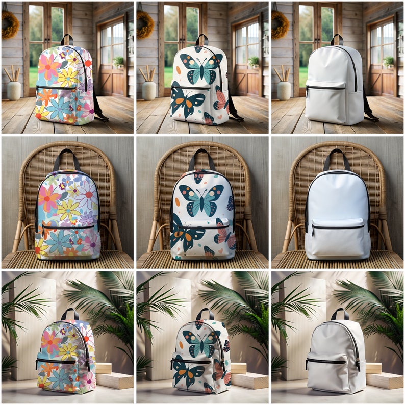 16x Sublimation AOP Backpack Mockup Bundle With Transparent AOP ...