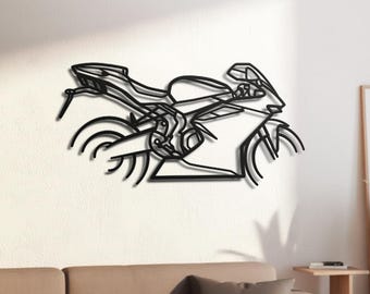 Italian 1000cc Inline-Four Exotic Superbike Silhouette Metal Wall Art, 2mm Steel Black Powder Coat, Garage Decor, Biker Gift