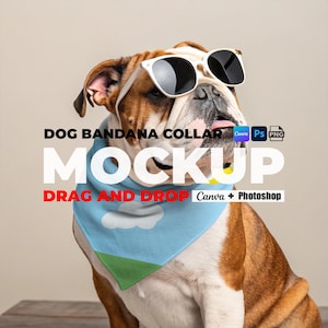 Hunde Bandana Kragen Mockup für Canva und Photoshop Bandana Ziehen Tropfen MockUp PNG Transparent Haustier Bandana Kragen Mockups für Hunde Bandana