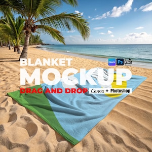 Blanket Mockup for Canva and Photoshop PNG Transparent Blanket Mock up Printify Blanket Mockup Easy Use Drag And Drop Blanket Template