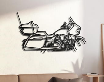 American 1800cc V-Twin Luxury Touring Cruiser Silhouette Metal Wall Art, 2mm Steel Black Powder Coat, Garage Decor, Biker Gift